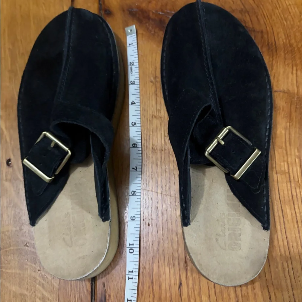 Clarks Originals Black Suede Slip-On Mules, Size 8.5